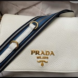 Prada white soft leather vitello daino bag